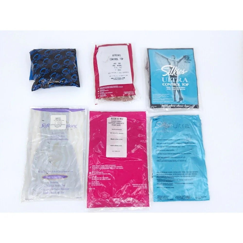 Vtg Silkies Pantyhose Lot 6 of NOS Sealed Ultra Control Top Soft Deadstock